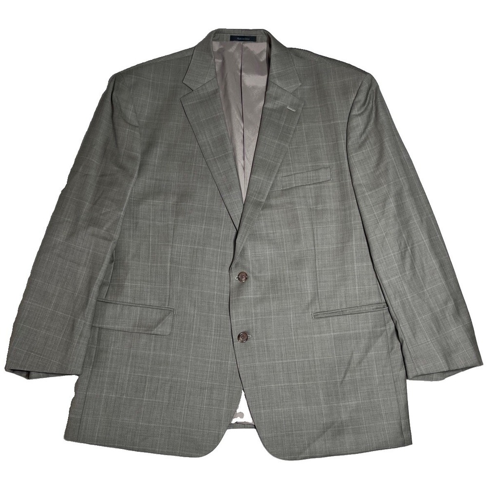 Lauren Ralph Lauren Men's 100% Wool Blazer Beige Windowpane Sz 50R Preppy Office